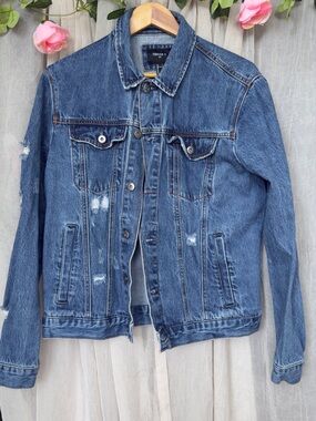 Forever 21 Blue Distressed Denim Jacket